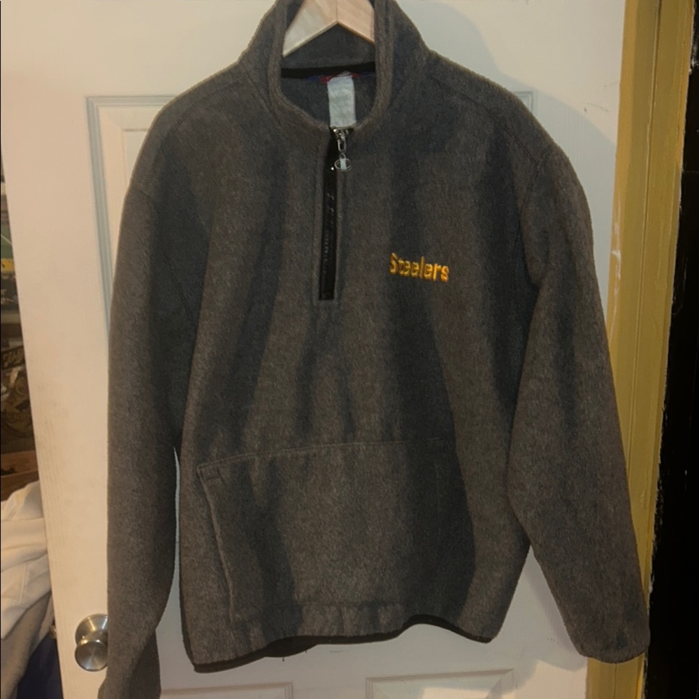 Gray Champion Steelers Quarter-Zip Pullover